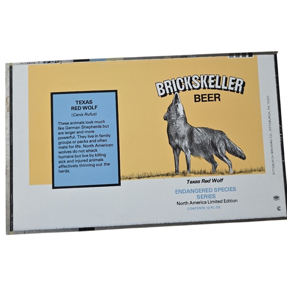 Brickskeller Beer Texas Red Wolf Endangered Species flat unrolled Can